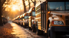 School bus in line-1