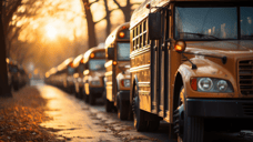 School bus in line